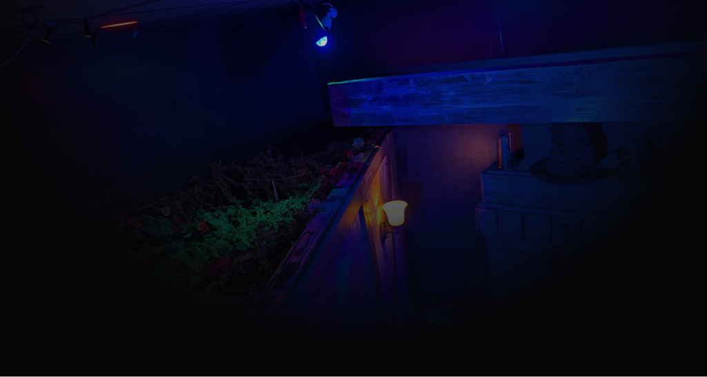 a picture from uptop of the rooms with dark lightning