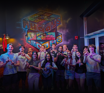 A group of adult teens inside huddys place